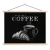 Koffie - Croissant - Tekst textielposter latten blank klein -3d