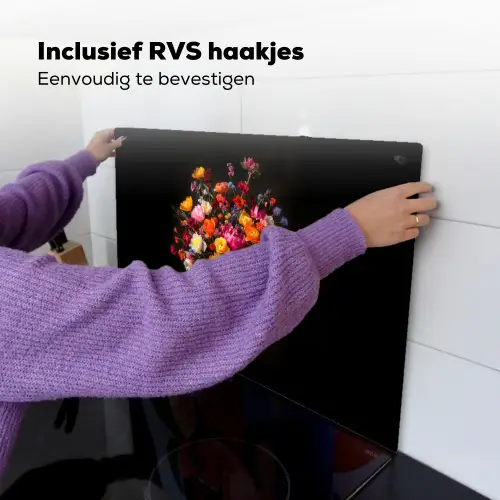 Kleurrijk - Boeket - Vaas - Donkerbruin Inductie beschemer met haakjes klein -ky-ophangen-nl