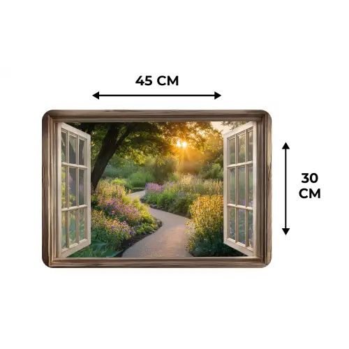 Doorkijk - Bloemen - Natuur - Zon - Pad Placemat vinyl groot -specs