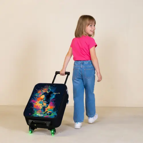 Neon - Voetballer - Kleurrijk Kinderkoffer - Zwart klein -sfeer1