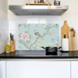 Vogel - Bloemen - Kleurrijk Inductie beschemer met haakjes klein -sfeer2