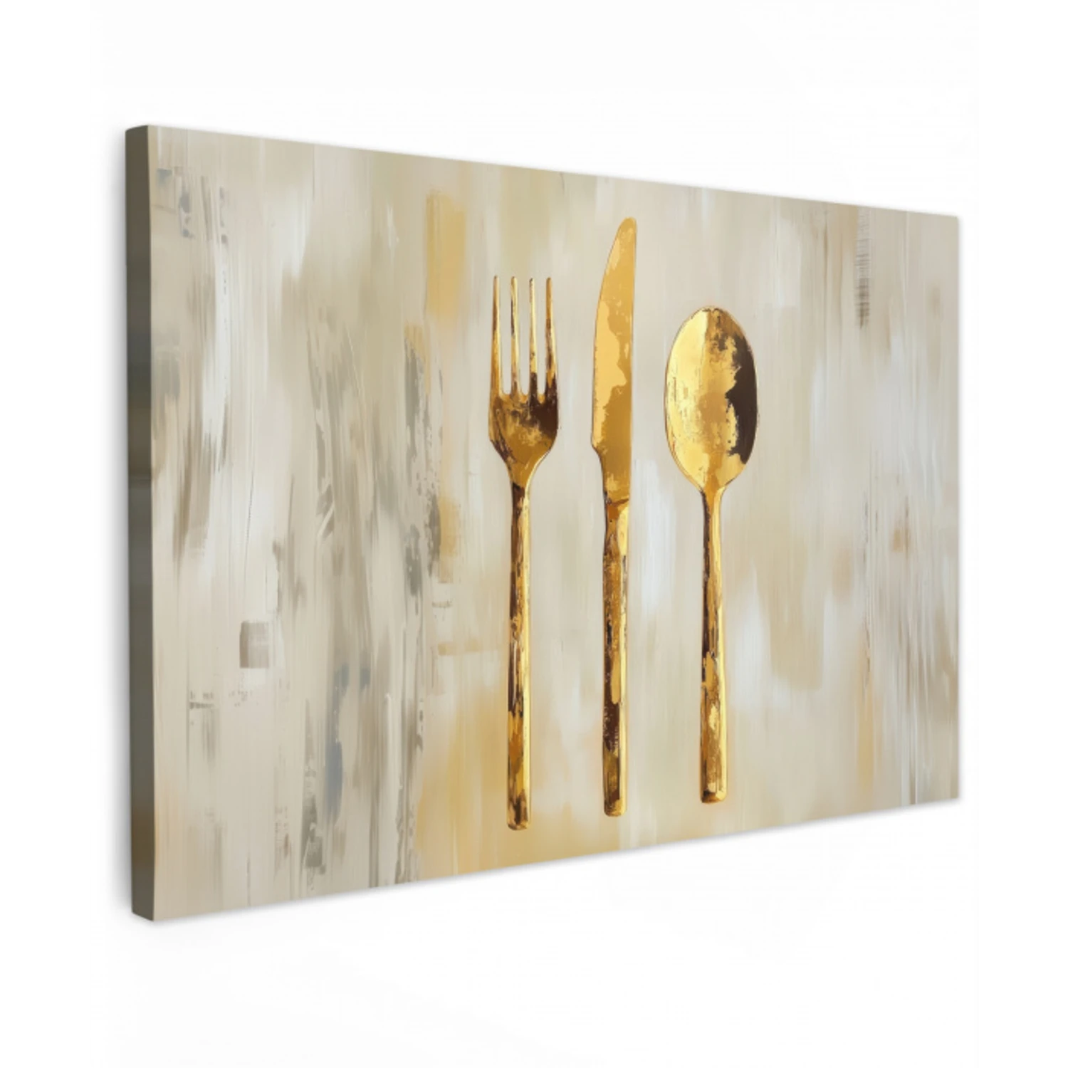 Verf - Goud - Bestek Tuinposter op houten frame 2 cm dik klein -3d