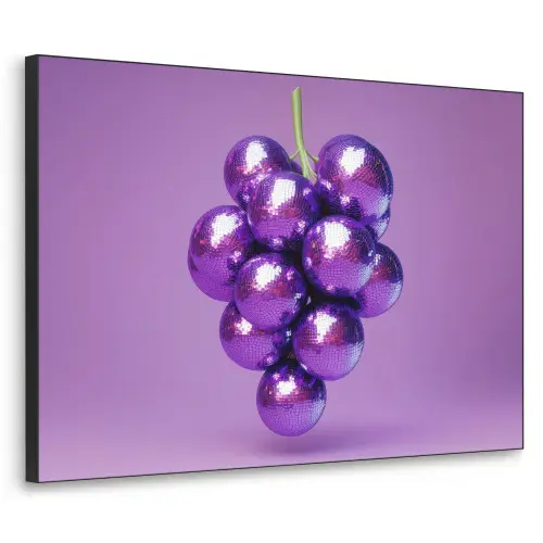 Druif - Disco - Glitter - Paars Textielframe zwart klein -3d