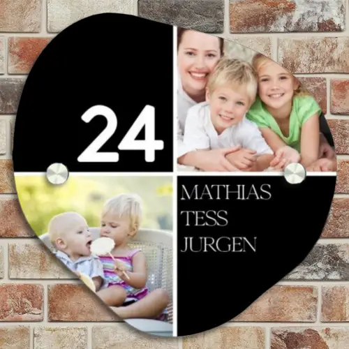 Familieportret strak zwart - Klassiek Naambord Organisch middel -sfeer10