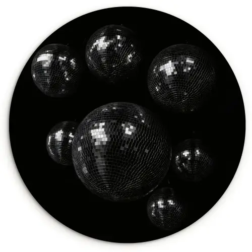 Discoballen - Minimalistisch - Zwart Wandcirkel plexiglas klein -3d