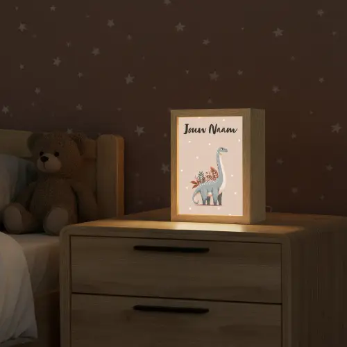 Dinosaurus - Planten - Stippen - Beige Light Box met kabel (Kinderlampje) klein -sfeer1_kind
