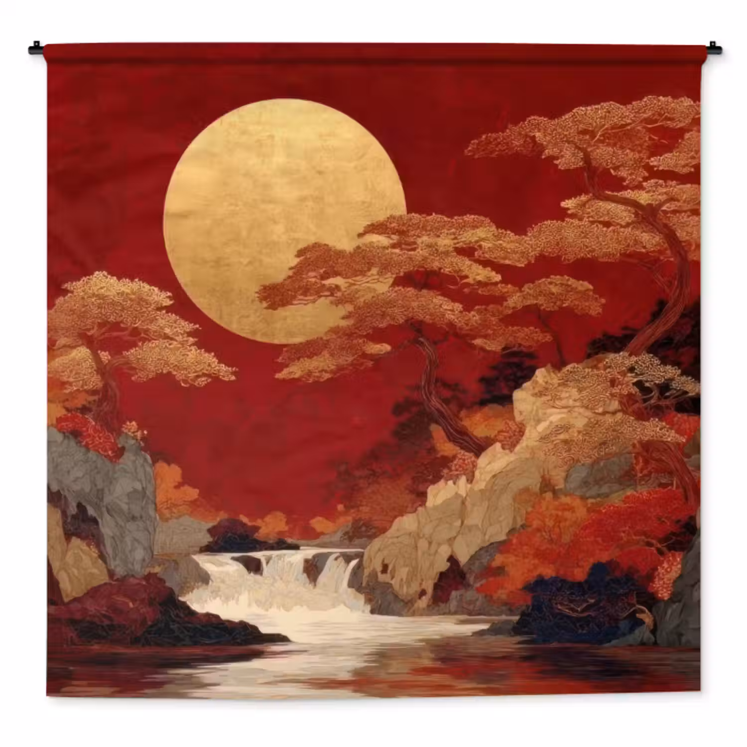 Wandkleed - Volle maan - Landschap - Waterval