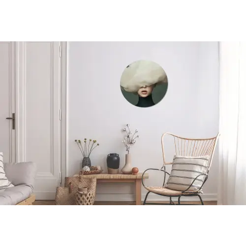 Hoed - Vrouw - Beige Wandcirkel aluminium klein -woonkamer