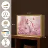 Eenhoorn - Roze - Vlinders - Bloemen Light Box met batterij (Wandlamp kind) middel -USP_websiteoverzichtNL