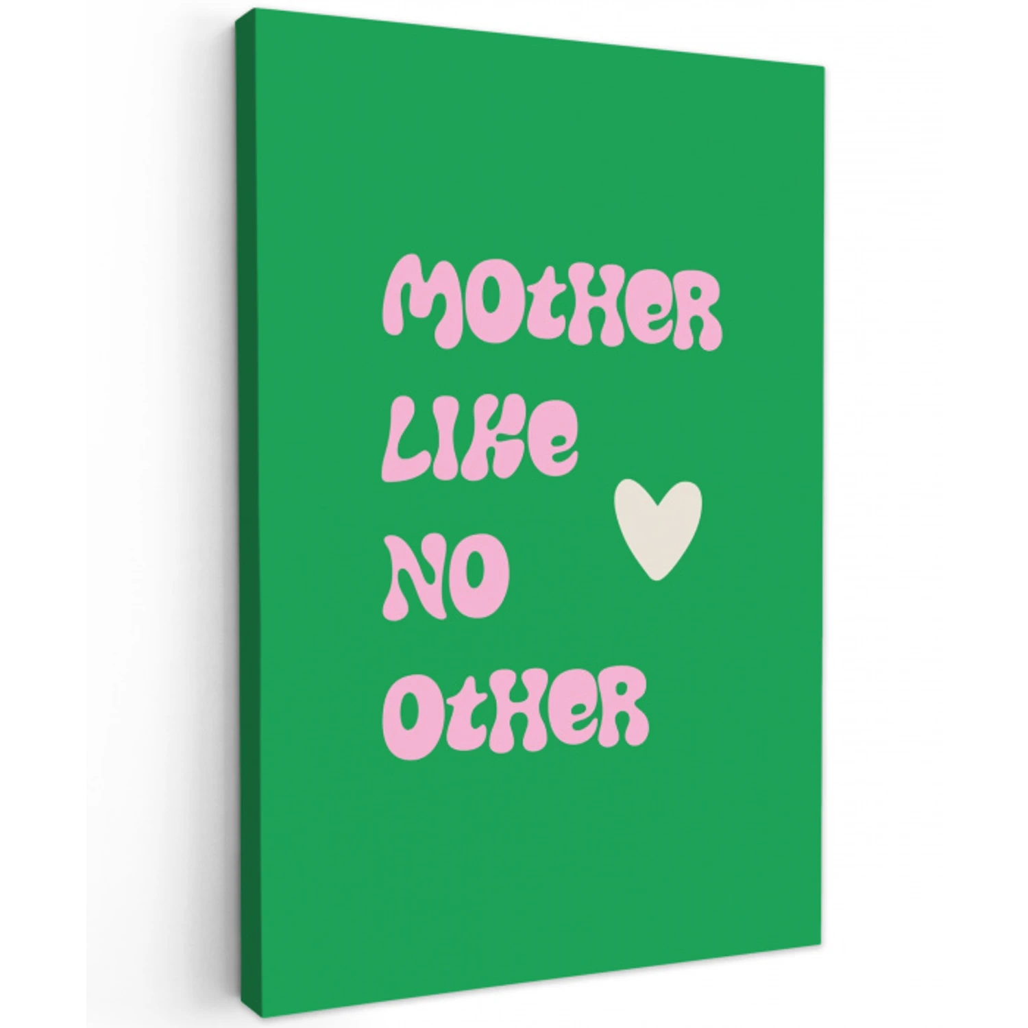 Tekst - Hartje - Moeder - Groen Tuinposter op houten frame 2 cm dik middel -3d