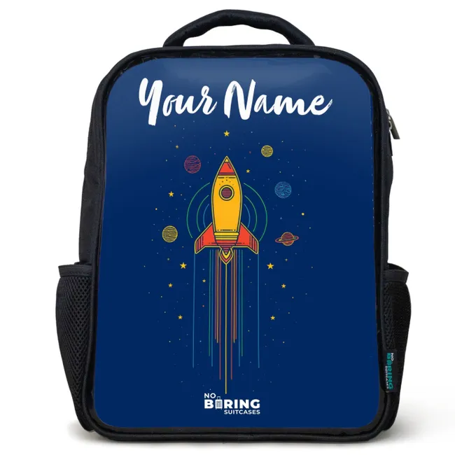 Kids' Backpacks with name Black -. Rocket - Planets - Stars