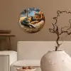 Kat - Kerst - Winter - Dier Wandcirkel kunststof plaat 5mm dik klein -sfeer1