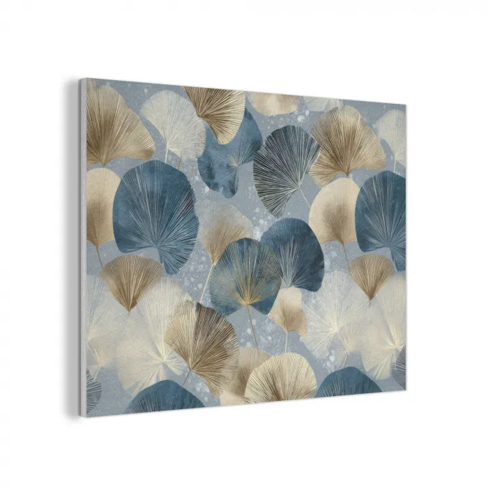 Bladeren - Abstract - Goud - Blauw PET vilt klein -3d