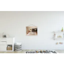 Champagne - Bed - Bubbels textielposter latten blank klein -kinderkamer