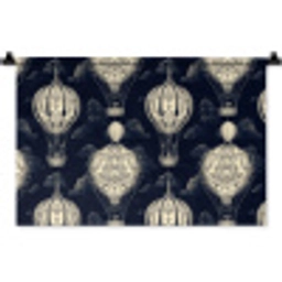 Luchtballonnen - Wolken - Patroon - Donkerblauw Wandkleed katoen klein 269 -zz3d