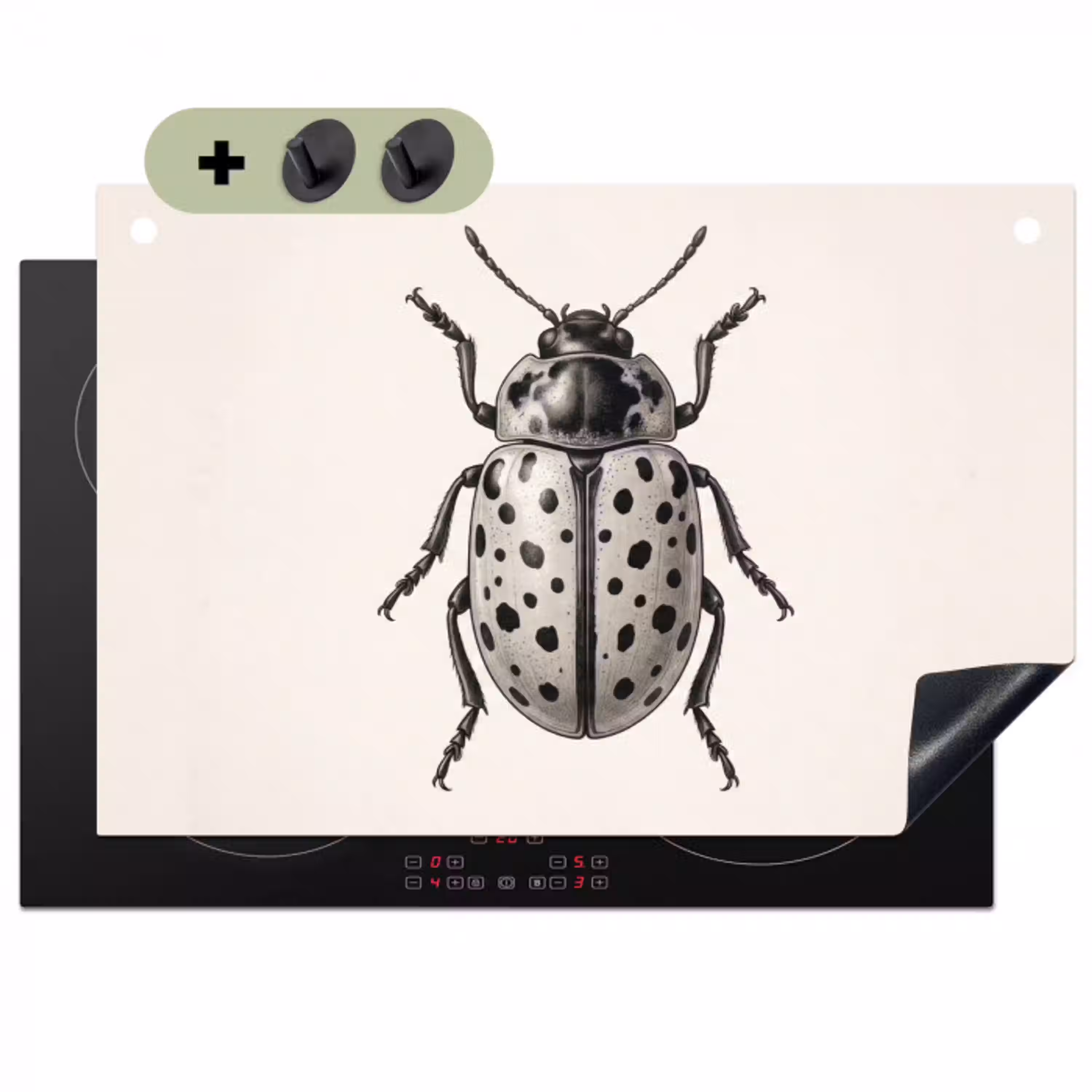 Kever - Insect - Vintage Inductie beschemer met haakjes klein -3d