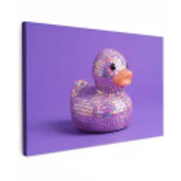 Disco - Eend - Paars Tuinposter op houten frame 2 cm dik klein -3d