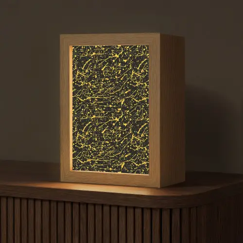 Spat - Waterverf - Geel - Zwart Light Box met kabel (Tafellamp) klein 925 -z3d_website