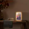 Bloemen - Paars - Kleurrijk - Handgeschilderd - Kunst Light Box met kabel (Tafellamp) klein -sfeer4