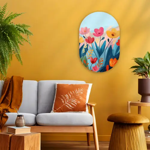 Illustratie - Bloemen - Kleurrijk Wandcirkel Ovaal Forex klein -sfeer4