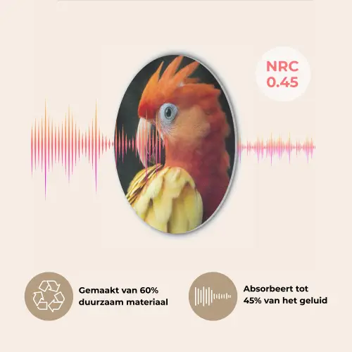 Close-up - Papegaai - Veren - Oranje Akoestische PET Vilt - Rond klein -USP_NL