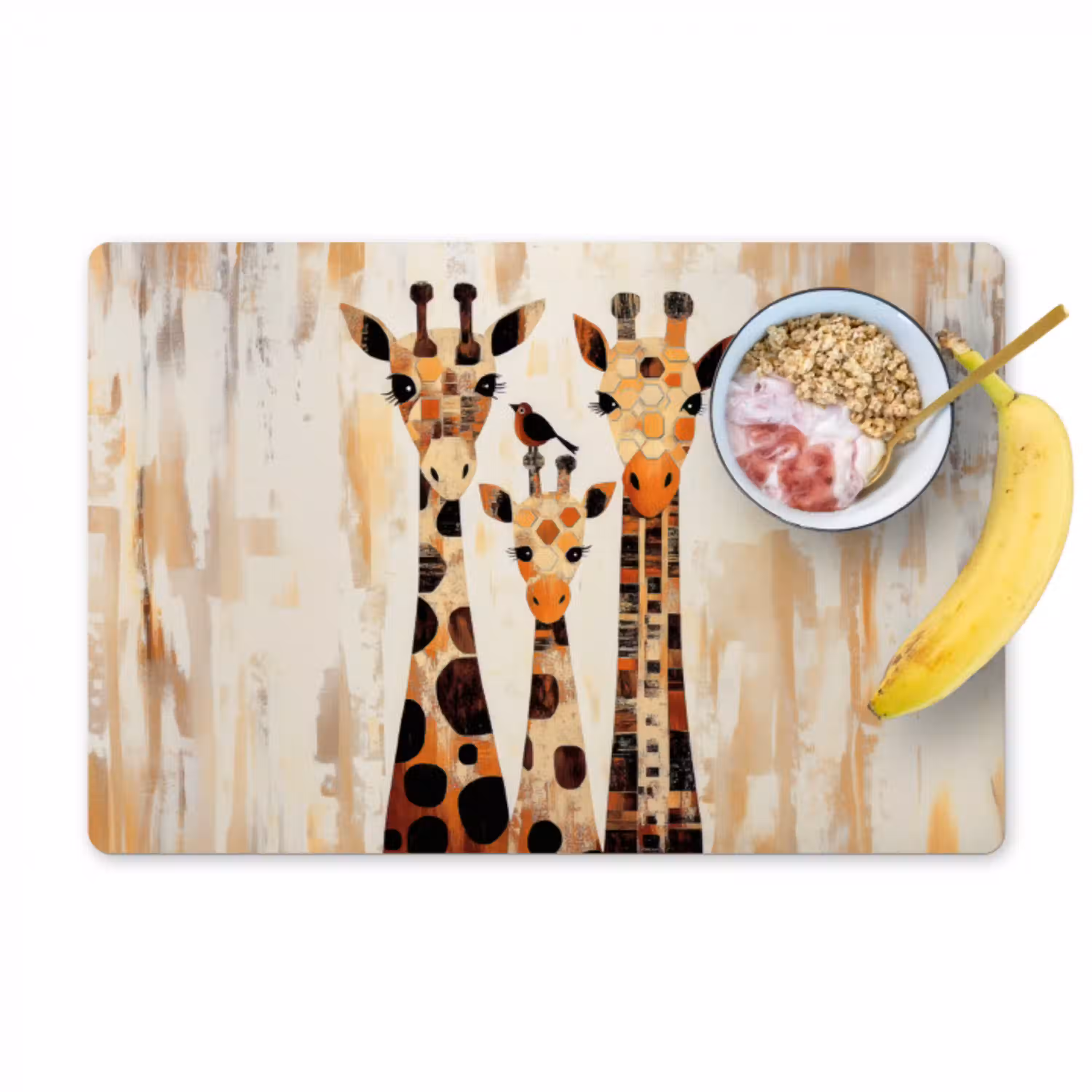 Giraffen - Cartoon - Crème Placemat vinyl groot -zzzproduct_Kitchenyeah-website