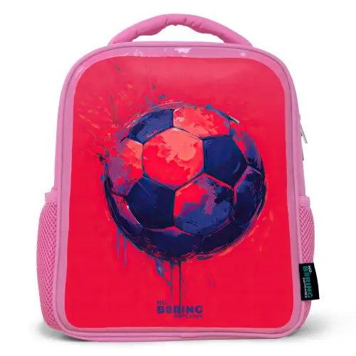 Voetbal - Verf - Blauw - Rood Kinderrugzak - Roze middel -3d
