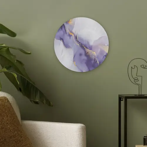 Paars - Modern - Marmer - Abstract Akoestische PET Vilt - Rond klein -sfeer2