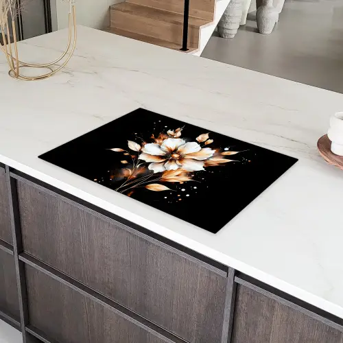 Bloem - Verf - Goud - Graffiti - Modern Inductie beschermer vinyl 3mm klein -sfeer8