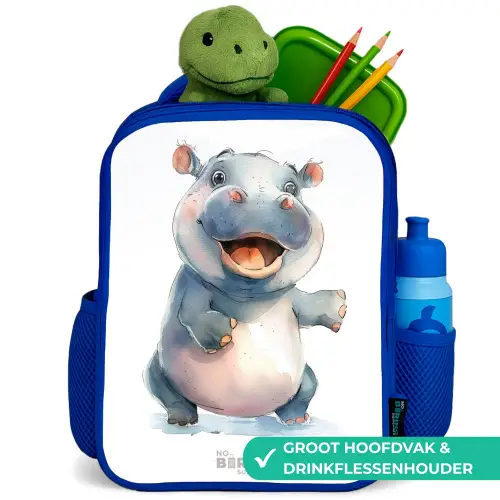 Baby nijlpaard Kinderrugzak - Blauw middel -inhoud_NL