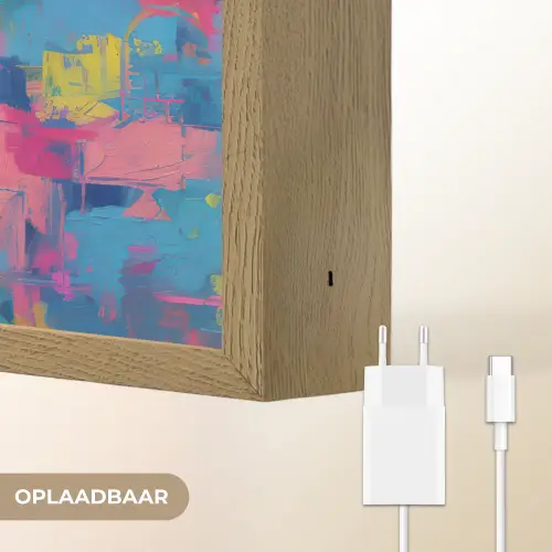 Vrolijk portret - Vrouw - Bloemenkroon Light Box met batterij (Wandlamp) middel -USP_websiteoplaadbaarNL