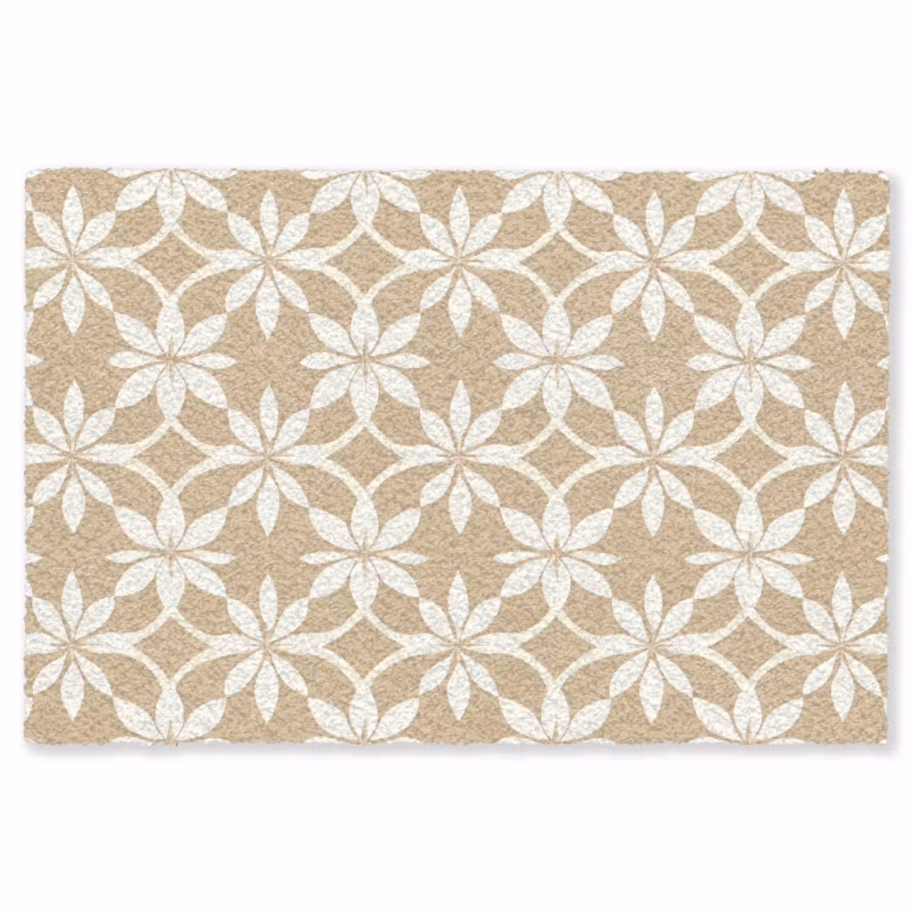 Bloemen - Patroon - Beige Vloerkleed Rechthoek klein 1091 -3d