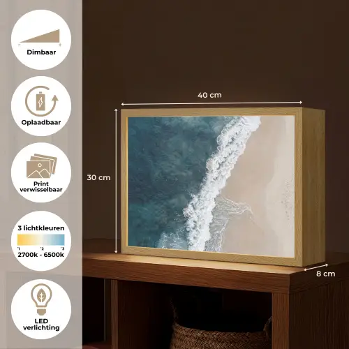 Strand - Zee - Golven Light Box met batterij (Wandlamp) middel -USP_websiteoverzichtNL