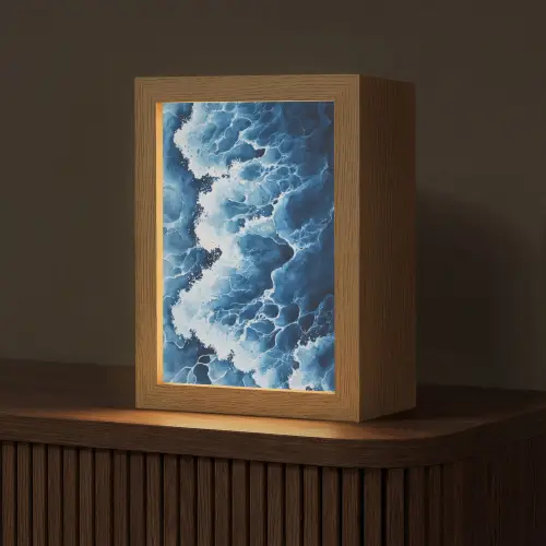 Golven - Blauw - Schuim Light Box met kabel (Tafellamp) klein -z3d_website