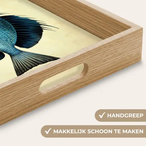 Blauw - Kieuwen - Vis - Illustratie Dienblad Rechthoek middel -USP_HandgreepNL