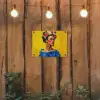 Frida Kahlo - Vrouw - Geel - Blauw - Bloemen tuinposter los doek klein -sfeer1