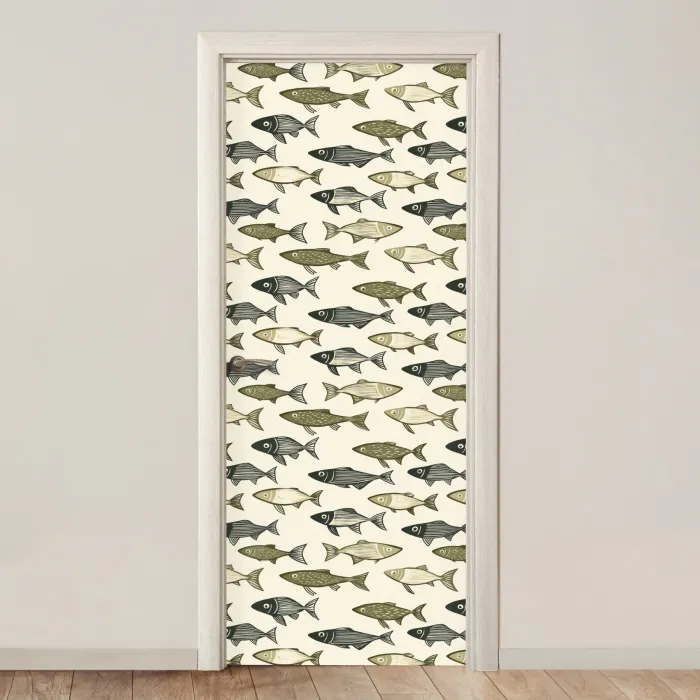 Vissen - Klassiek - Groen deurposter klein 289 -3d_beige