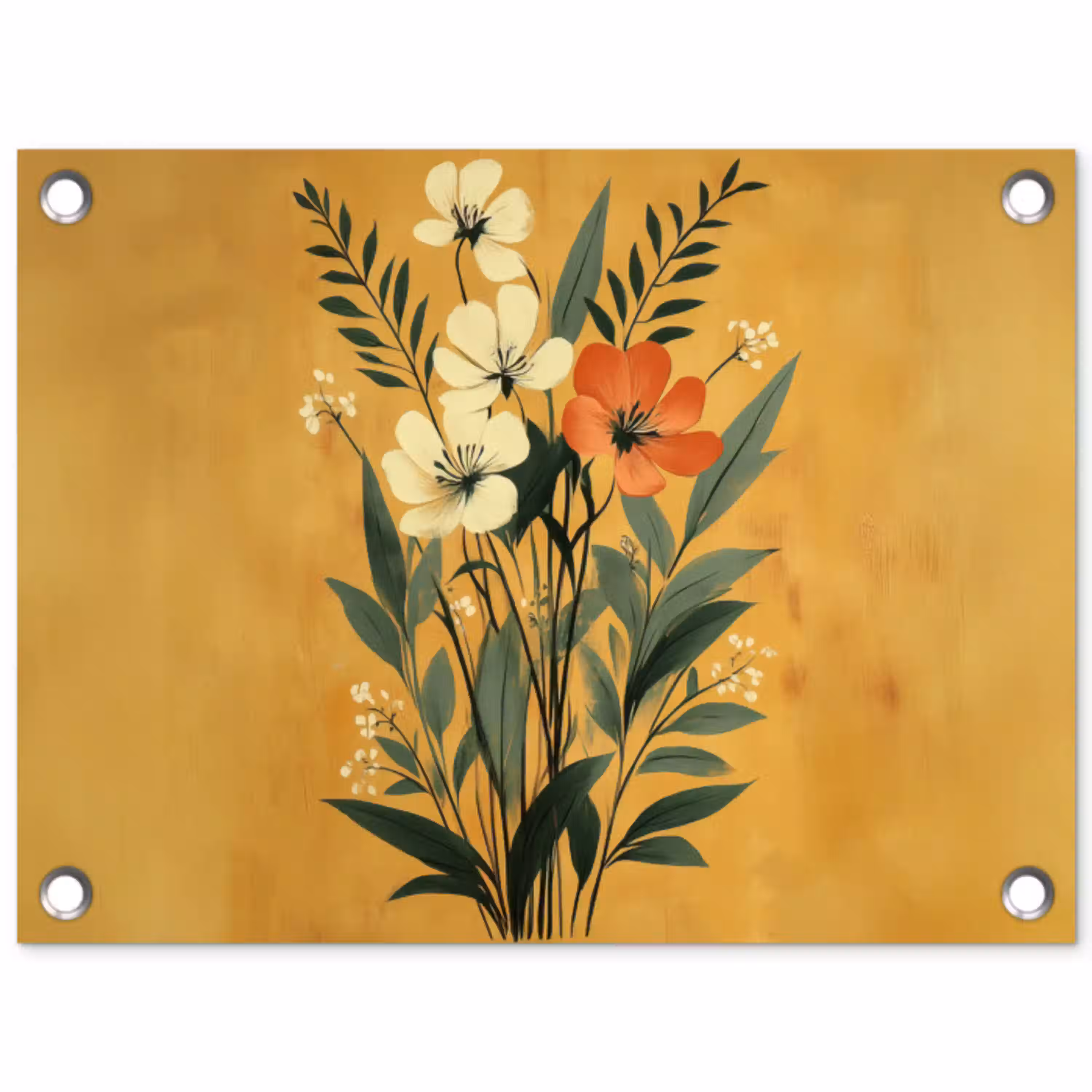 Bladeren - Boeket - Bloemen - Geel tuinposter los doek klein -3d