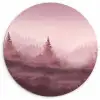 Landschap - Mistig - Roze Wandcirkel kunststof plaat 5mm dik klein -3d