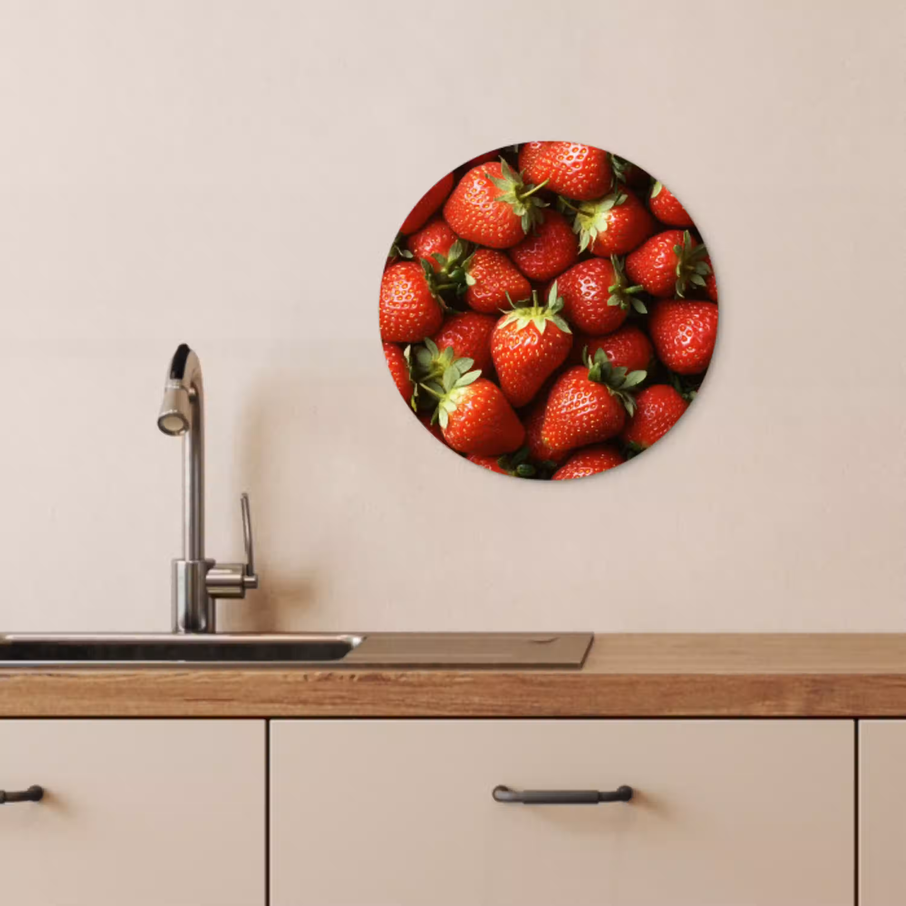 Aardbei - Fruit - Rood KitchenYeah - Keuken - Wandcirkel Forex klein -sfeer3