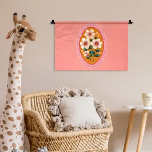 Illustratie - Bloemen - Rand - Roze Wandkleed katoen klein -wsfeer5_kind