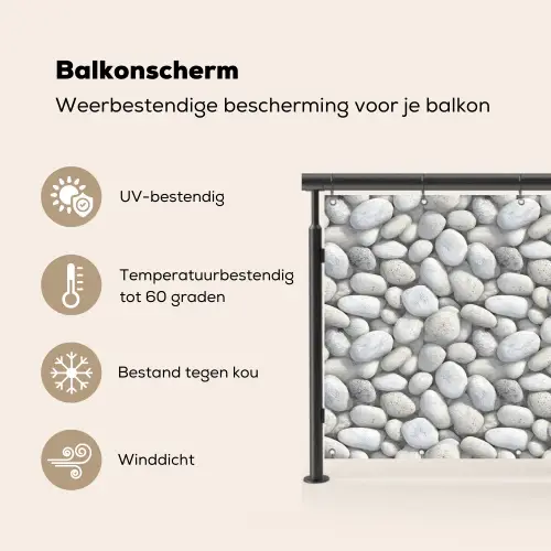 Steentjes - Grijs - Ovaal Balkonbeschermer Duitsland klein 596 -specs_NL