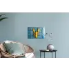 Kreeft - Geel - Blauw - Tegels Muursticker klein -plant