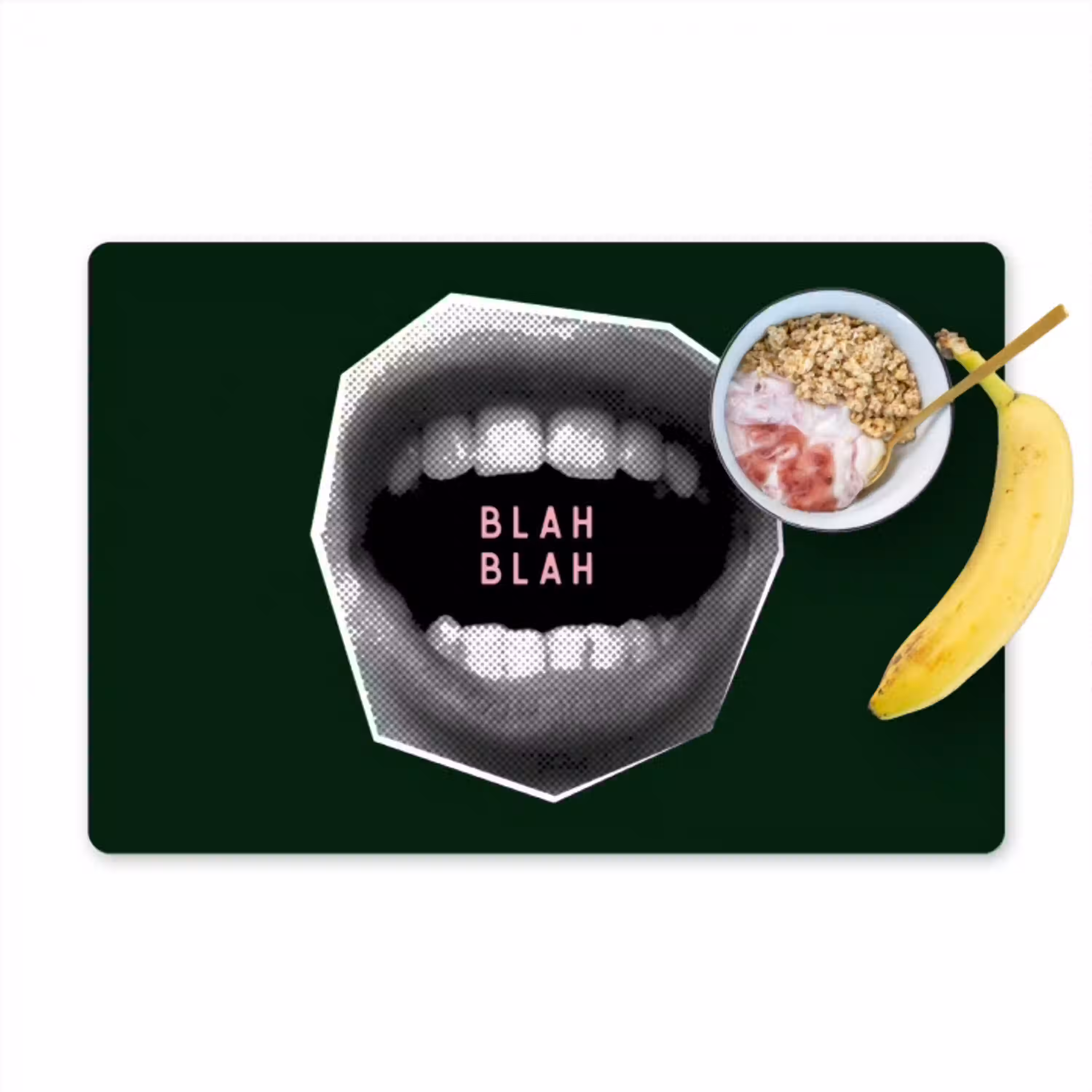 Mond - Groen - Illustratie - BLAH BLAH Placemat vinyl groot -zzzproduct_Kitchenyeah-website