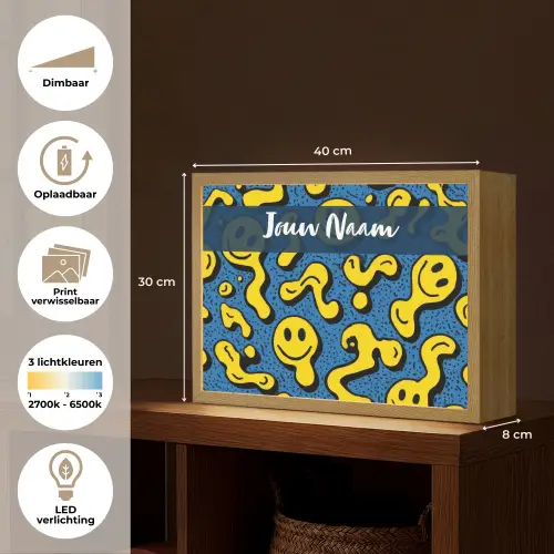 Smileys - Geel - Blauw Light Box met batterij (Wandlamp kind) middel -USP_websiteoverzichtNL