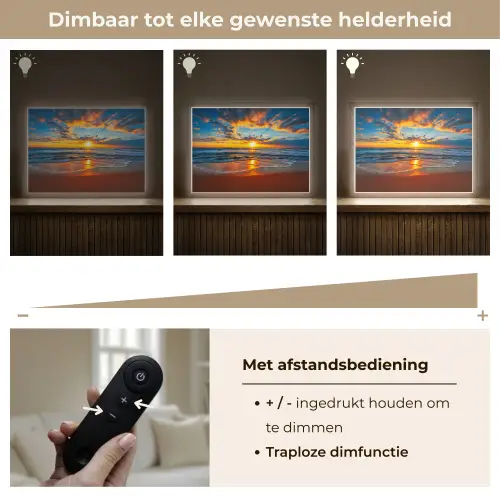 Zee - Zonsondergang - Strand - Wolken - Oranje Light Box met batterij (Wandlamp) middel -USP_dimbaarNL