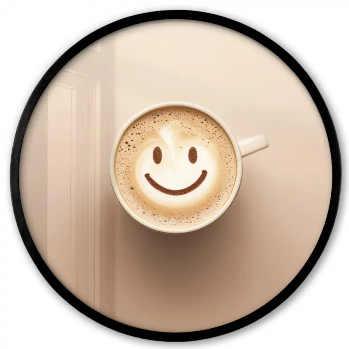 Koffie - Melkschuim - Lach - Beige Fotolijst rond zonder passe partout klein -3d