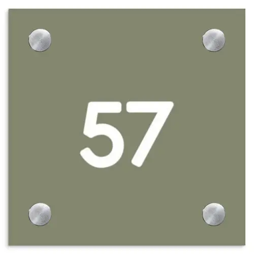 Olijfgroen - Traditioneel Naambord Vierkant klein -3d