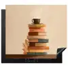Boeken - Toren - Koffie - Beige Inductie beschermer vinyl 3mm middel -3d