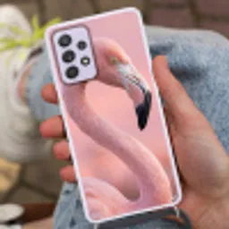 Flamingo - Portret - Roze Hoesje Samsung Galaxy A52 5G met koord klein -sfeer3